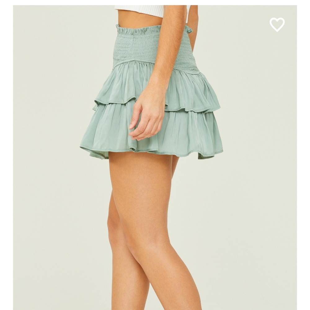 Boutique Smocked Satin Skirt Blue